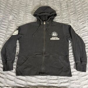 NFL Pro Line Pittsburgh Steelers Womens Black Full Zip Hoodie Sweatshirt Size M
